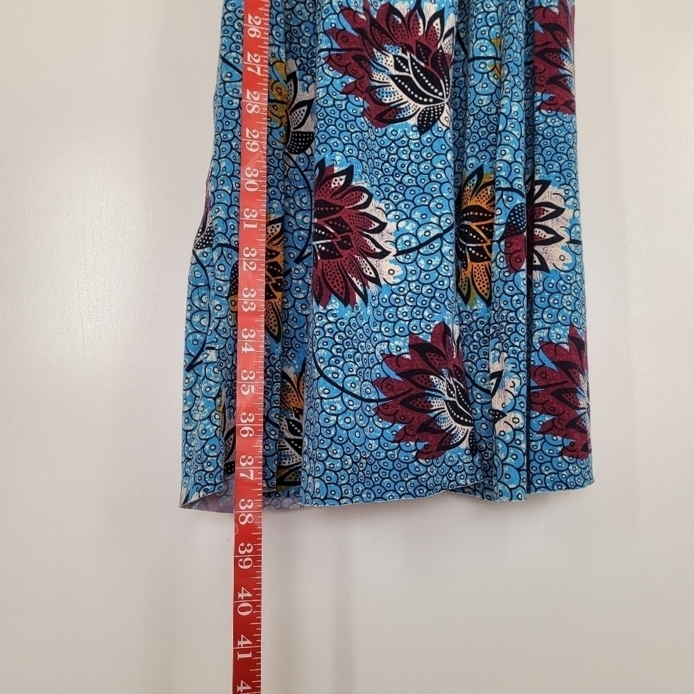 Rare Free People Lotus Print Blue Dress Large Floral Beach Boho Strappy Light - Picture 9 of 14
